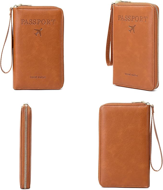Rowgins Rfid Blocking Passport Holder Wallet, Rowgins Rfid Passport Holder with Zipper, PU Leather PassportHolder for Travel (PEACOCK BLUE)