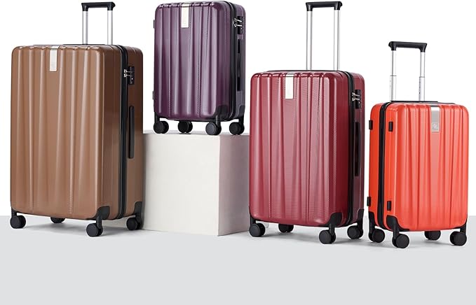 Hanke Luggage Sets 2 piece Carry On Luggage with Wheels PC Hard Shell Suitcases Lightweight Checked Travel Luggage Large Travel Suitcase Woman Men 20/29 Inch （Burgundy）