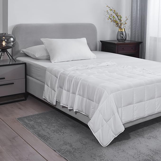 L'AGRATY Weighted Blanket - 48"x72" 15lbs Cooling Breathable Heavy Blanket Microfiber Material with Glass Beads Big Blanket for Adult All-Season Summer Fall Winter Soft Thick Comfort Blanket