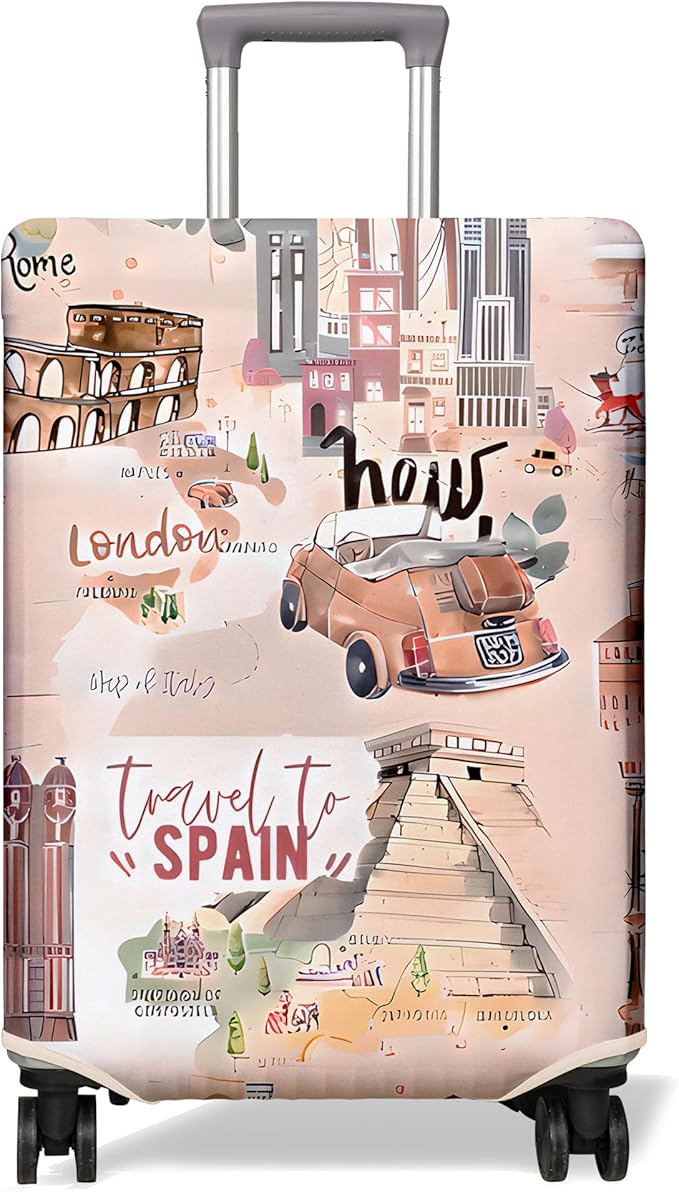 Travel Luggage Cover Suitcase Protector Fits 18-32 Inch Wheel Covers PatternedTravel Related Items Flower Luggage Protector Elastic L