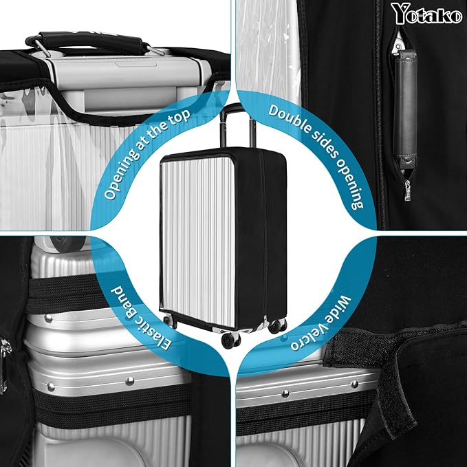 Yotako Upgraded Zippered Transparent PVC Suitcase Cover, No Disassembly Required Clear Luggage Protector for Suitcase Luggage Protector Cover 20''