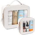 LETGO Clear Makeup Bags Set - TSA Approved Toiletry Bag with Handle Large Opening, Clear Toiletry Bags Case Pouch for Traveling Travel Car Orangizer Storage Essentials (Mini+Large White)