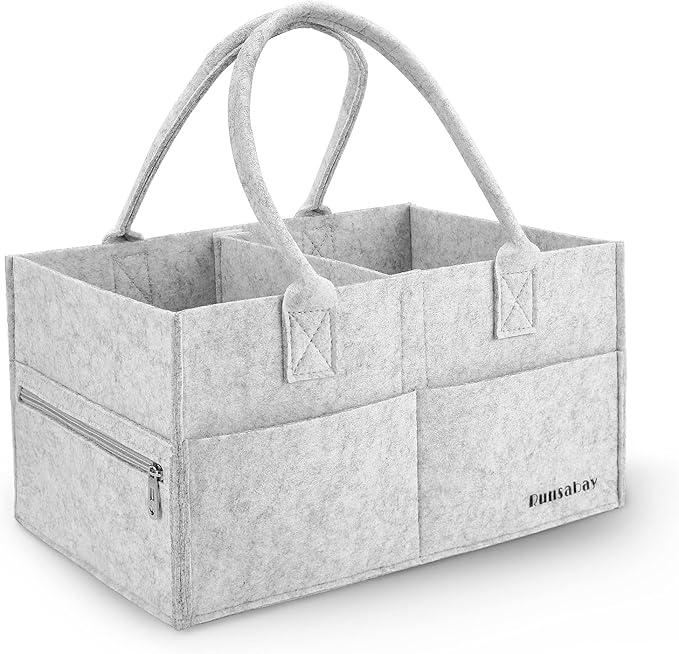 Baby Diaper Caddy Organizer, Portable Baby Essentials Storage Basket Bin for Changing Table,Car Shower Basket for Newborn Boy and Girl, Best Shower Gift for New Mom