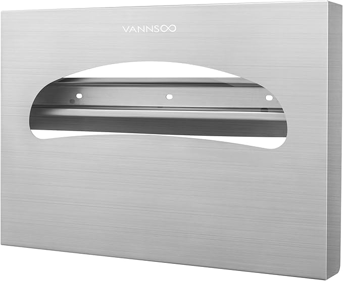 Toilet Seat Cover Dispenser Wall Mount, Commercial Stainless Steel Toilet Seat Cover Holder for Bathroom, Single or Half Fold