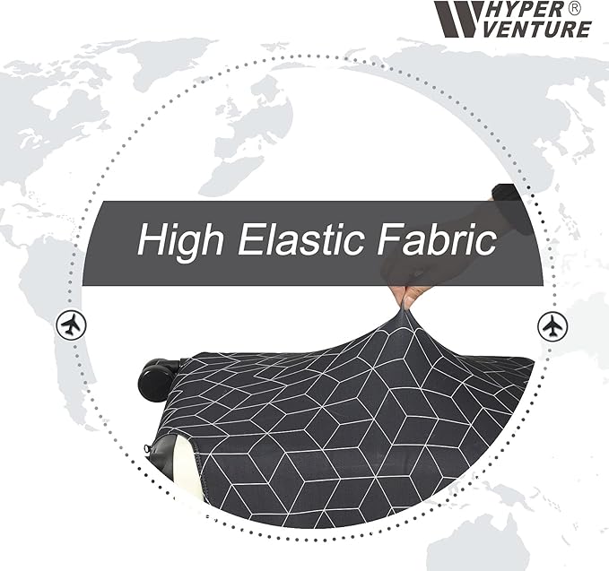 HYPER VENTURE Washable Luggage Cover - Fashion Suitcase Protector Fits 27-30 Inch Luggage (Black Maze, L)