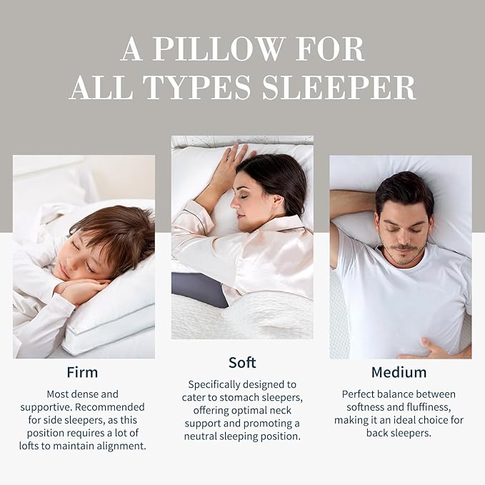 Globon Luxury Feather Down Pillow King Size,Medium Firm Gusseted Bed Pillows for Sleeping, Hotel Collection Fluffy Pillow, 18"X34", Pack of 1