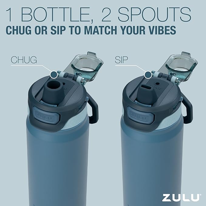 ZULU Powerfill Pro 32oz Stainless Steel Water Bottle with Quick Fill Lid, Triple Walled Vacuum Insulated Metal, Leak Proof Locking Lid, Sip and Chug, Reusable BPA Free, Amethyst