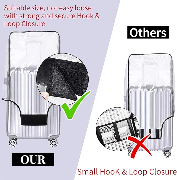 Yotako Clear PVC Suitcase Cover Protectors 26 Inch Luggage Cover for Wheeled Suitcase (26'')