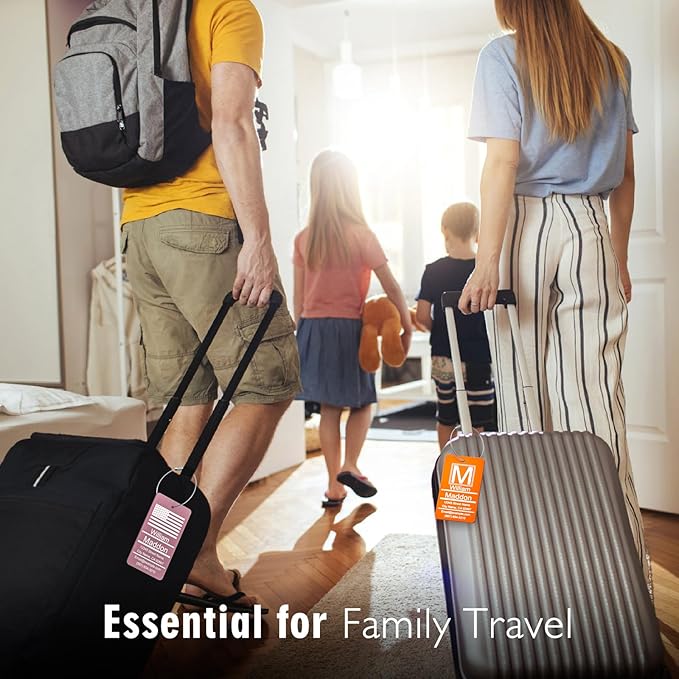 Luggage Tags for Suitcase - Black Personalized Engraved Metal Tag for Cruise Travel - Custom Name Tags Suitable for Bags and Backpacks No Underline (2x3.5 inch)