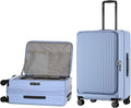 26 Inch Top Opening Checked Travel Luggage Expandable with Spinner Wheels,All PC Hard Shell Hardside Lightweight Medium Suitcase with TSA Approved Cup Holder for Business Trips Woman Men,Blue