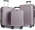 LIGHT FLIGHT Luggage Sets, Durable Hard Shell 3 Piece Set Suitcase with Spinner Wheels, Hardside Lightweight Luggage set with TSA Lock, Large Travel Luggage Set (20" 24" 28"), Rose Purple