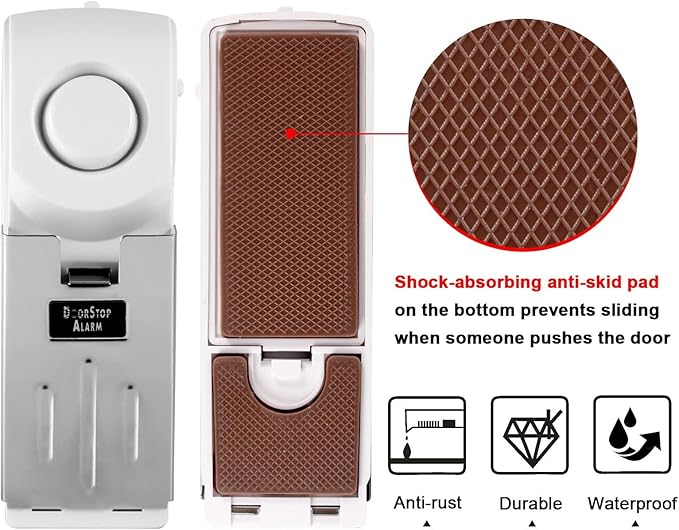 KERUI Door Stop Alarm & Portable Door Lock, Dual Protection Security Door Stopper Wedge Alarm with 3 Levels Sensitivity, Door Security Devices for Travel Hotel Home Apartment (2 Pack)
