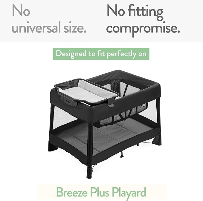 Pack and Play Sheets Fitted – Compatible with 4moms Breeze Plus Playard and Other Large Playpen Mattress – Snuggly Soft 100% Jersey Cotton – Light + Dark Grey – 2 Pack