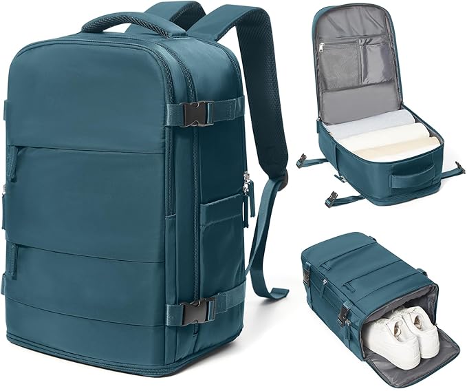 coowoz Travel Backpack Carry On for Women Man Gym Backpack with Laptop Compartment Mochila de Viaje Teacher Personal Item Backpacks Airplane Accessories Must Haves Peacock Blue Small