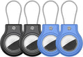 Waterproof Airtag Holder,4 Pack Airtag Case with Secure Lock,Airtags Keychain for Apple Airtag,Anti-Lost Protective Case Air tag Accessories for GPS Tracker Luggage,Bag,Key,Pet-Black/Black/Blue/Blue