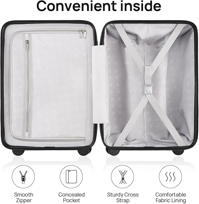 Carry on Luggage 22 X 14 X 9 Airline Approved, 20 Inch Luggage for 3-5 Days Travel, Double Spinner Wheels, 100% Hardshell PC, TSA Lock (06-Raspberry (Basic), Carry-On 20-Inch)