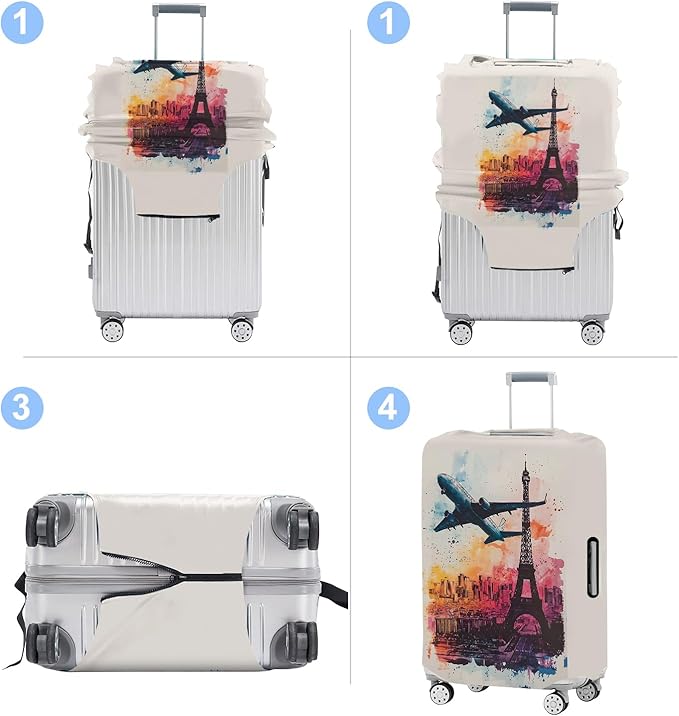 Luggage Cover Washable Suitcase Protector Anti-scratch Suitcase cover Fits 20-34 Inch Luggage (Tower-2, S(20-22inch suitcase))