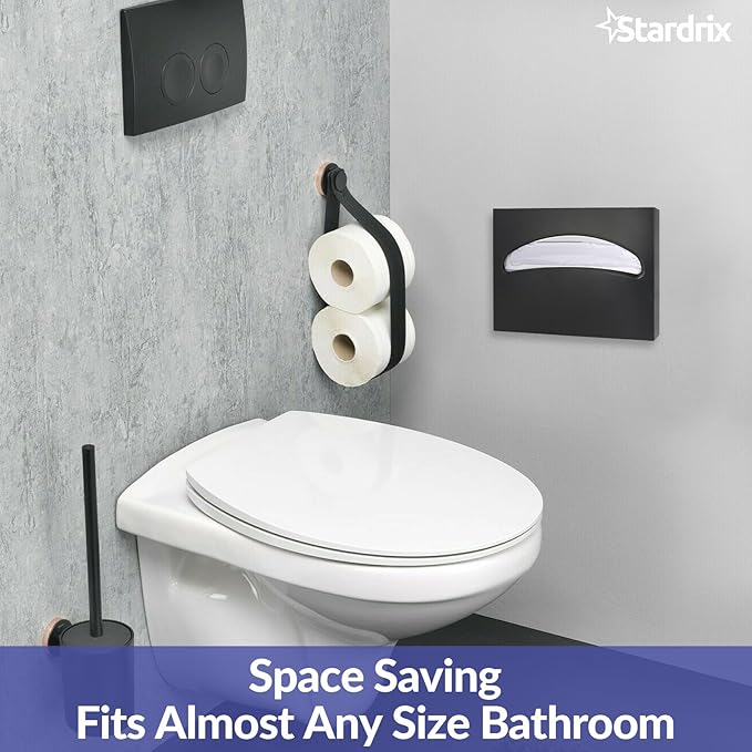 Stainless Steel Toilet Seat Cover Dispenser, Wall Mount Single or 1/2 Fold Large Capacity Toilet Seat Covers Holder for Commercial and Residential, Matt Black