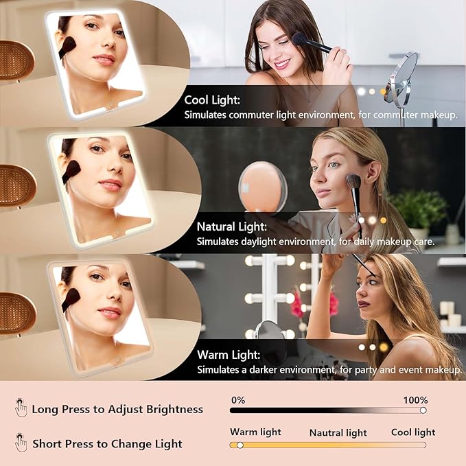 Travel Makeup Bag with LED Mirror Travel Makeup Organizer with 3 Lighted Settings, Adjustable Dividers and Makeup Brush Storage Bag Yellow