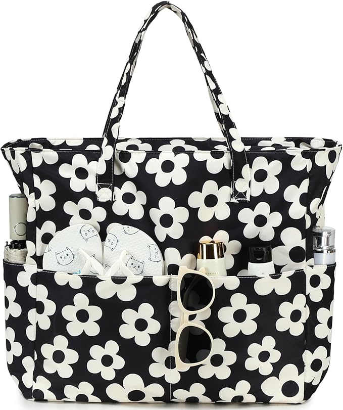 Waterproof Beach Tote Pool Bags for Women Ladies Extra Large Gym Tote Carry On Bag With Wet Compartment for Weekender Travel