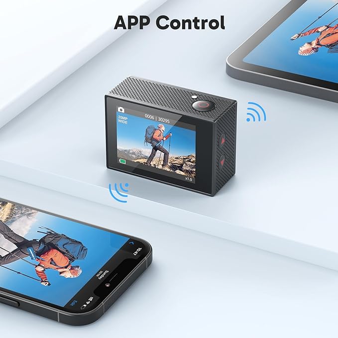 AKASO EK7000 4K30fps Action Camera with EIS Ultra HD 20MP 131ft Waterproof Underwater Camera with 4X Zoom Remote Control with Accessories Kit