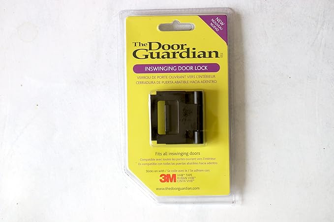 Door Lock for in-Swinging Doors, Home Security Latch Device, Childproof, Easy to Install (Black)