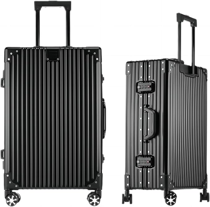 HotWay All Aluminum Carry On Luggage, 20 Inch Hard Shell Suitcase with Spinner Wheels and TSA Lock, Luggage for Business Travel (22x14x9 Airline Approved), Black