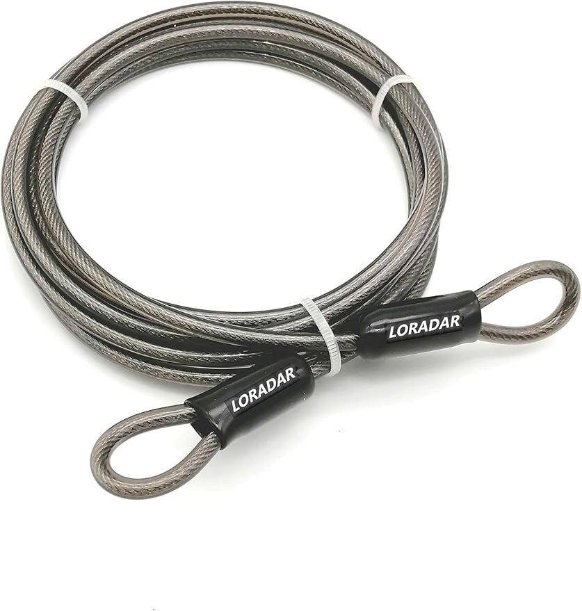 4mm Thick（5/32"） 7FT,15FT,30FT Braided Steel Coated Thin Security Cable Anti-Lost Steel Cable Luggage Lock Safety Cable Wire Double Loop (30FT)