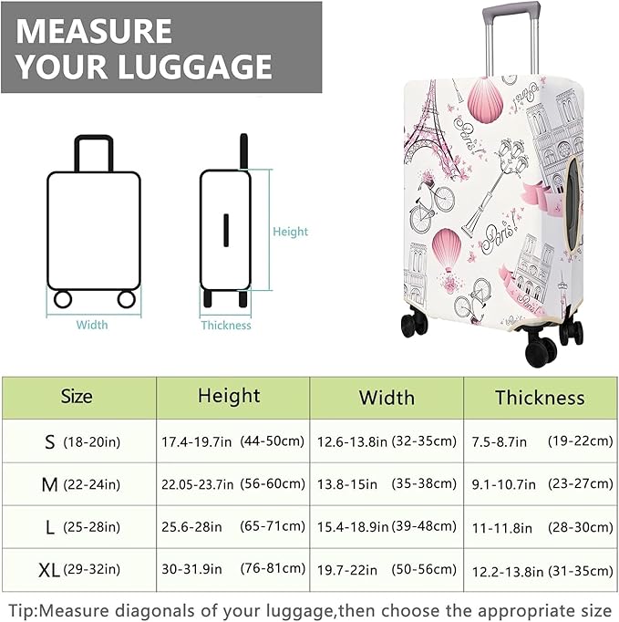 Travel Luggage Cover Suitcase Protector Fits 18-32 Inch Wheel Covers PatternedTravel Related Items Flower Luggage Protector Elastic XL