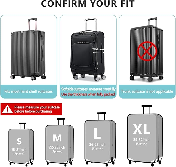 Travelkin Luggage Covers For Suitcase Tsa Approved,Suitcase Cover Protector Fit 29-32 Inch Luggage