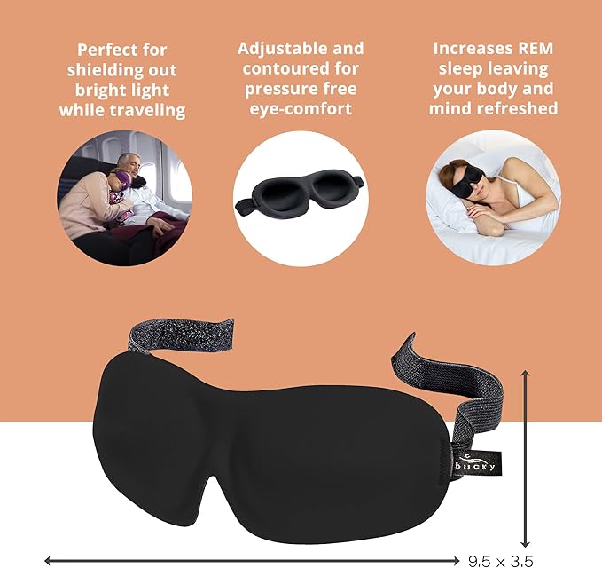 Bucky 40 Blinks No Pressure Eye Mask for Travel & Sleep, Blue Atlas, One Size