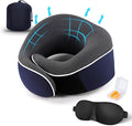 Travel Neck Pillow, Best Memory Foam Airplane Pillow for Head Support Soft Adjustable Pillow for Plane, Car & Home Recliner Use (Blue)