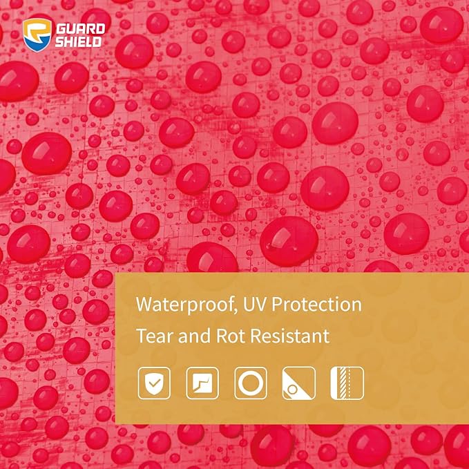 GUARD SHIELD Red Tarp 20x30 Feet Tarps High Visibility Outdoor Poly Cover Lightweight 6mil
