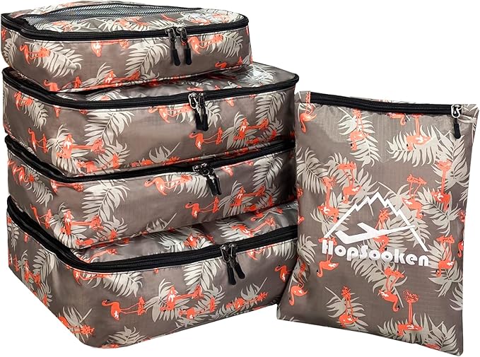 5 Set Packing Cubes for Travel Large Suitcase Luggage Organizer Bags Travel Accessories Vacation 4 Cubes 1 Laundry Pouch Bag