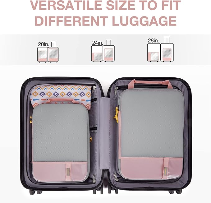 BAGSMART 6 Set Compression Packing Cubes - Lightweight Travel Essentials, Durable Luggage Organizer
