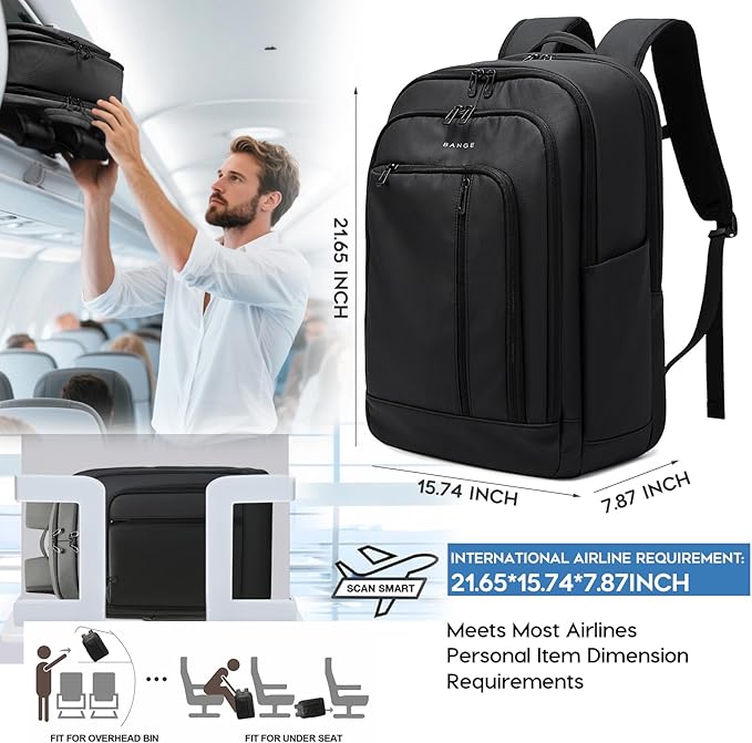 BANGE 28L Lightweight Backpack, 15.6-inch Laptop Travel Backpacks, Unisex Multifunctional Storage Pockets Business Commuter rucksack, Waterproof and Wear-resistant Outdoor Sports Leisure daypack