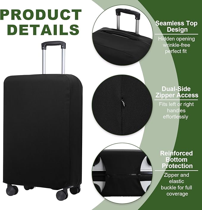 PATIKIL Luggage Cover, Suitcases Covers Elastic Carry on Cover Protector Washable Scratch-Resistant Fits 22-23 Inch Luggage for Travel Business Trips, Black