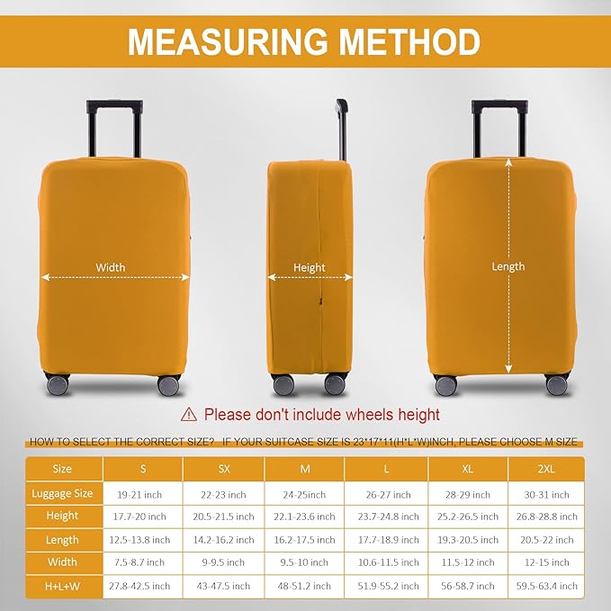 Travel Luggage Cover Suitcase Protector Scratch-Resistant Fit 19-31 Inch Suitcase, Not Included Suitcase (Yellow, 2XL(30-31 inch))