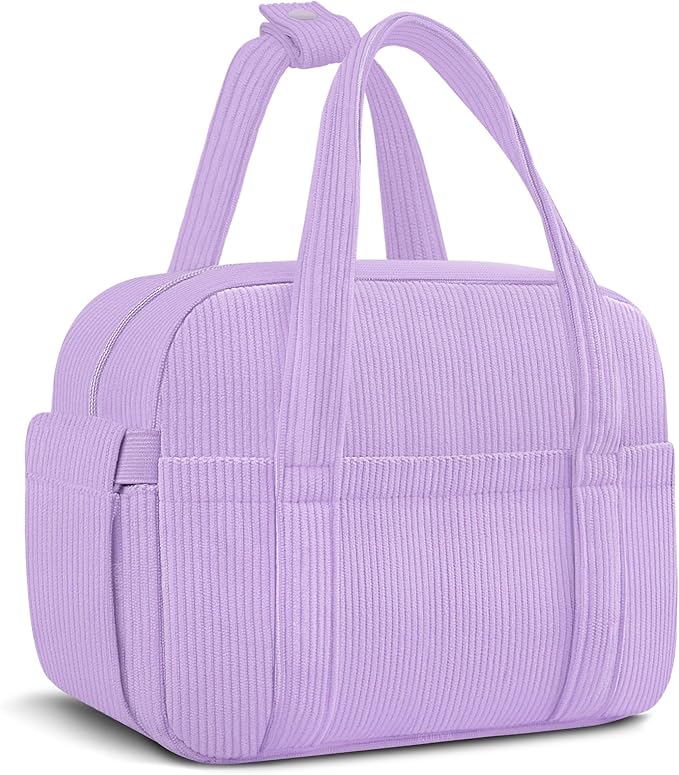 Corduroy Lunch Box Lunch Bag for Women Men, Cute Strawberry Small Insulated Reusable Work Leakproof Simple Lunch Boxes Tote Bag Adults Cooler Bag