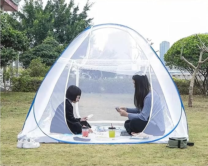 HARWAVE Mosquito Net for Bed, Folded Size 12 inch Portable Camping Travel Mosquito Net, Pop Up Mosquito Tent with Double Entry for King Queen Size Bed (Folded 12 Inch, 47""x75""x57""), Blue