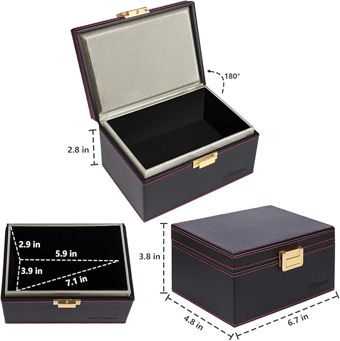 TICONN Faraday Box, Car Key Fob Protector, PU Leather Signal Blocker for Keyless Fob, RFID Signal Blocking Pouch Cage