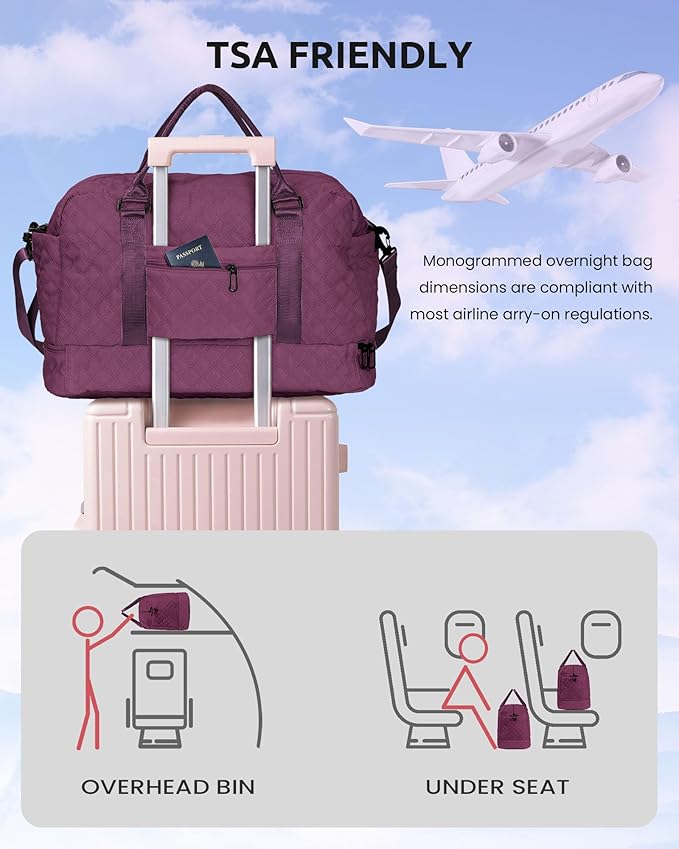 Birthday Gifts for 4 5 6 7 8 9 10 11 12 13 Year Old Girls-Initial Travel Bag with Shoe Compartment, Weekender Bag, Overnight Bag for Women, Letter Travel Bag with Makeup Bag (Letter W)