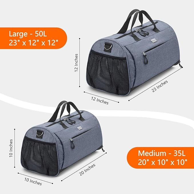 TOPDesign Gym Bag for Women & Men, Unisex Duffel Bag with Shoe Compartment & Wet Pocket for Travel Sports Gym (L Textured Blue)