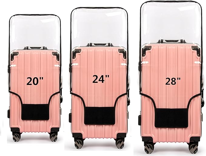 3PCS Clear PVC Suitcase Cover Protectors Transparent Luggage Covers Waterproof Wheeled Suitcase Dust Cover Dustproof Travel Luggage Sleeve Protector 20"+24" 28" (3PCS Upgraded)