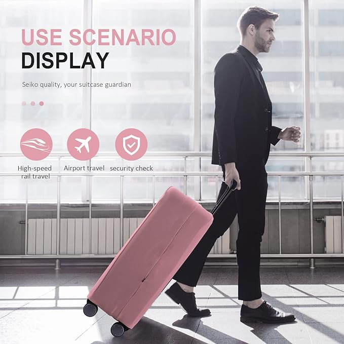 Travel Luggage Cover Suitcase Protector Scratch-Resistant Fit 19-31 Inch Suitcase, Not Included Suitcase (Pink, L(26-27 inch))