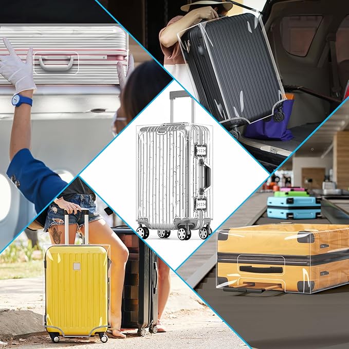 Yotako Clear PVC Suitcase Cover Tough Protector, 24 Inch Luggage Covers for Wheeled Suitcase 24"