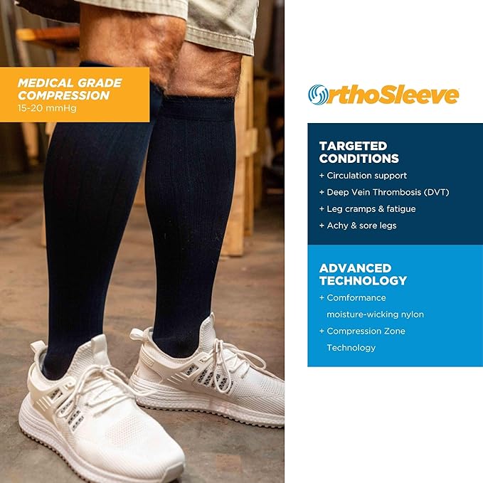 Medical Grade Compression Socks for Men & Women 15-20 mmHg by OrthoSleeve (Galaxy, Large)