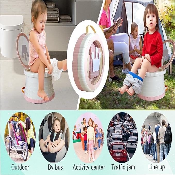 SunnySmile Portable Toilet for Kids,Portable Potty Seat for Toddler Travel,Travel Potty with Travel Bag, Applicable to Camping, Indoor/Outdoor Use, Includes 75 Replacement Bags