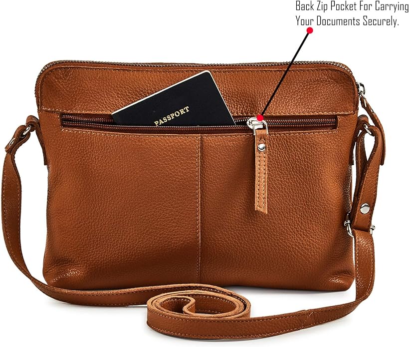 Wise Owl Accessories Small Soft Pebbled Real Leather Crossbody Handbags Purses Sling Crossover Shoulder Bag