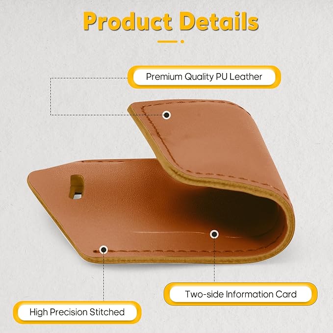 Travelambo Luggage Tags for Suitcases Faux Leather Privacy Protection 12 Pack Bag Tags Travel Accessories Essential, Yellowish Brown